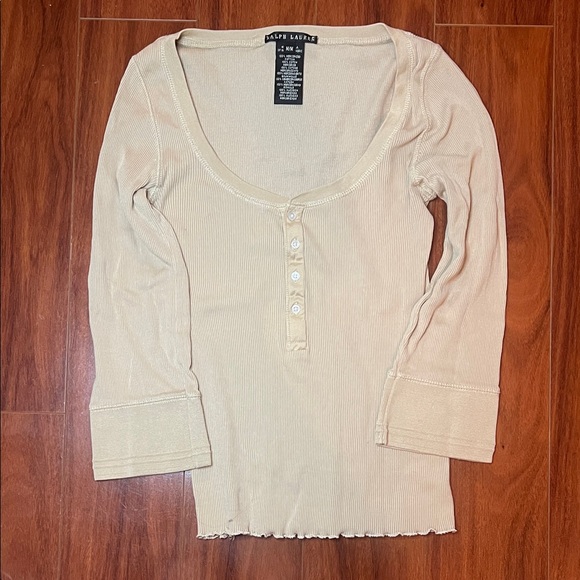 Ralph Lauren Beige Henley 100% cotton - Picture 1 of 4